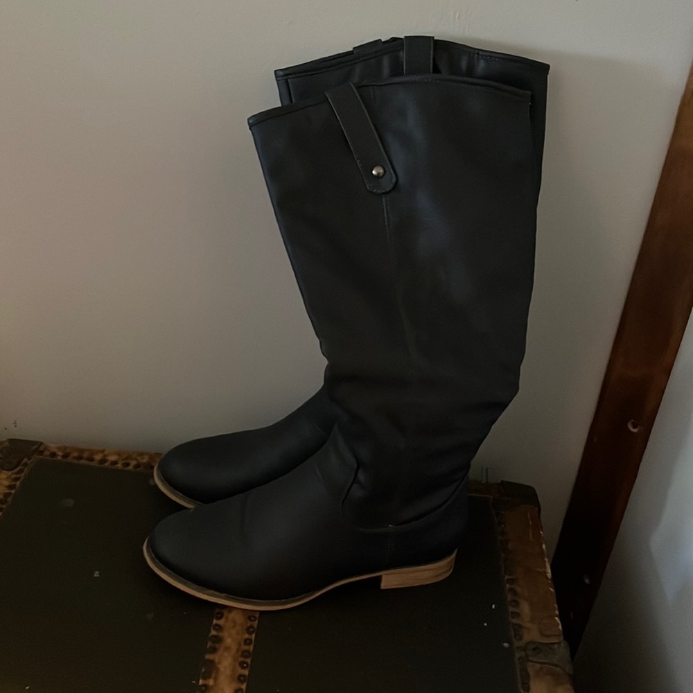 High blue boots